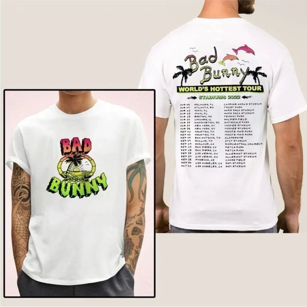 BAD BUNNY | World’s Hottest Tour 2022 Stadium Concert Merch Tee Unisex Size M